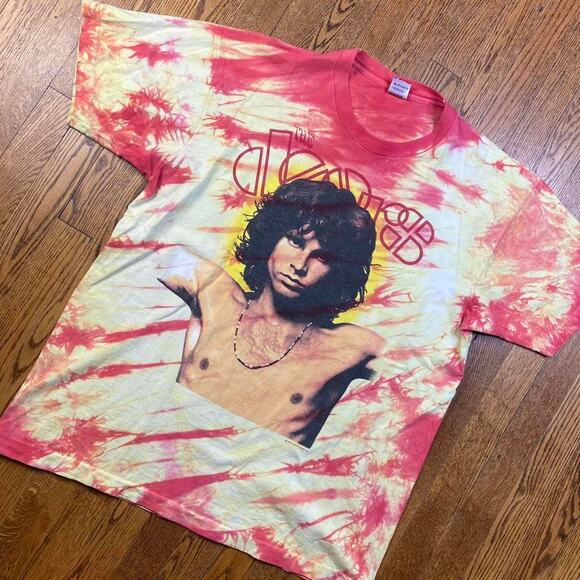 Vintage 1990 The Doors Tie Dye Jim Morrison Band Rock Music Tour T Shirt - Picture 2 of 6